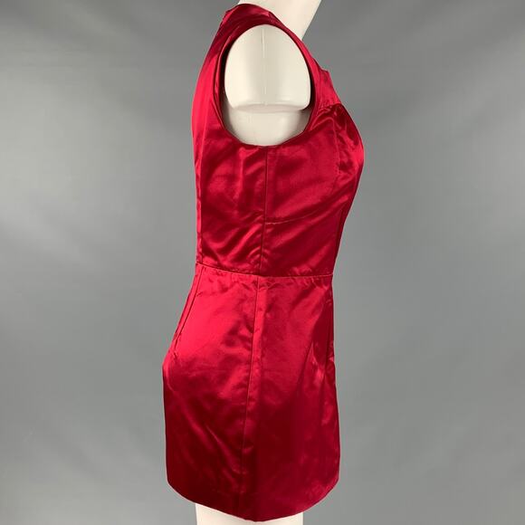 PRADA Size 10 Red Silk Pleated Sleeveless Dress Top - Picture 2 of 10